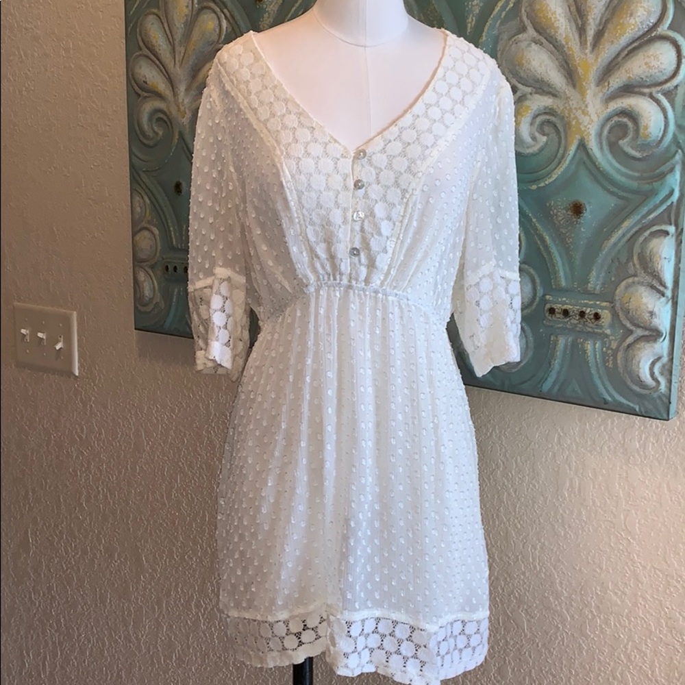 Anthropologie Adiva ivory Boho Lace Blouse Medium